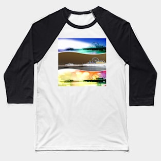 Santa Monica Pier Tricolor Baseball T-Shirt